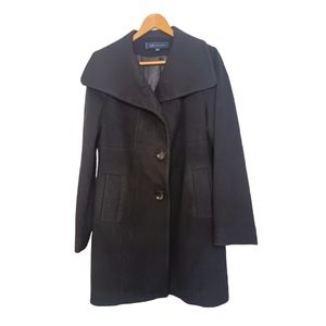 Anne Klein Wool Blend Single Breasted Outdoor Dress Coat Women's Med Black